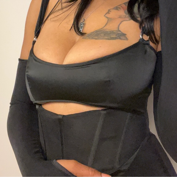House of CB “Mon Amour” Black Mesh Cutout Mini Dress. SZ S - Picture 1 of 2